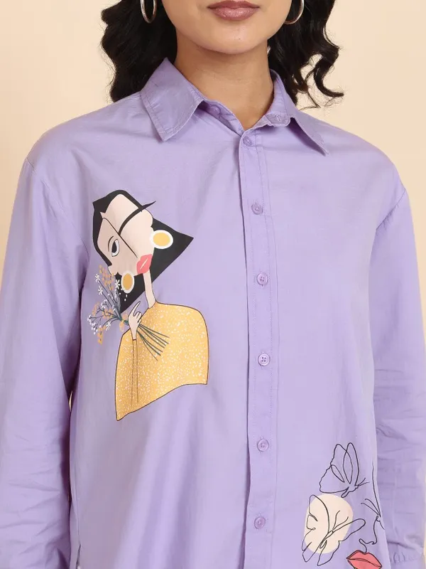  Tokyo Talkies Women Purple Printed Casual Shirts