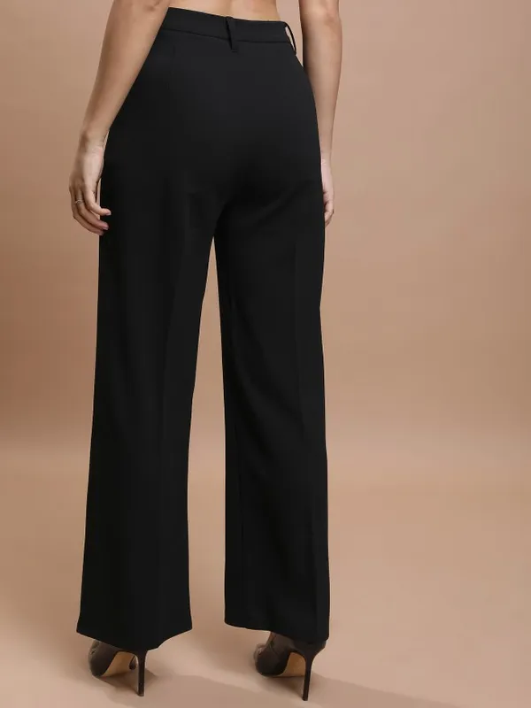 Solid Flared Casual Trousers