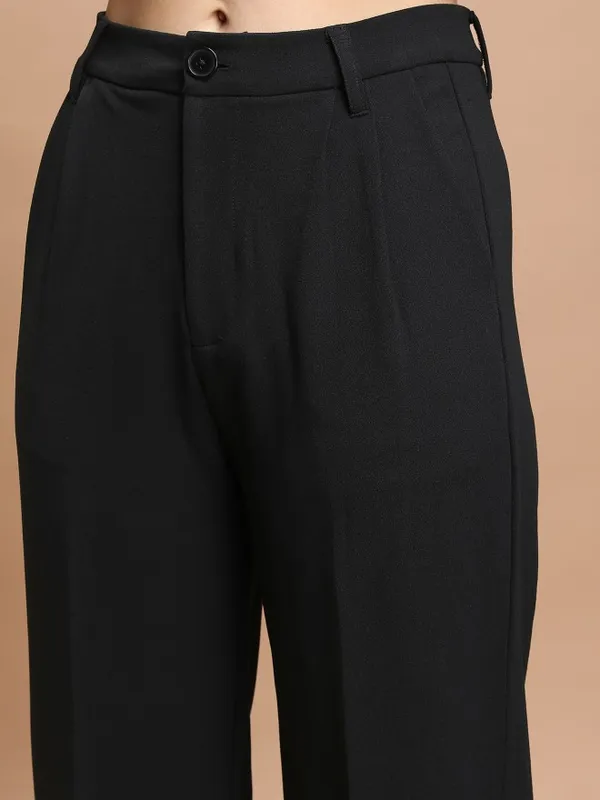 Solid Flared Casual Trousers