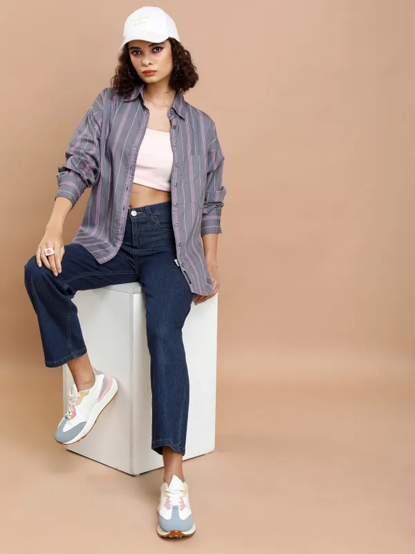 Women Striped Oversized Fit Casual Shirt