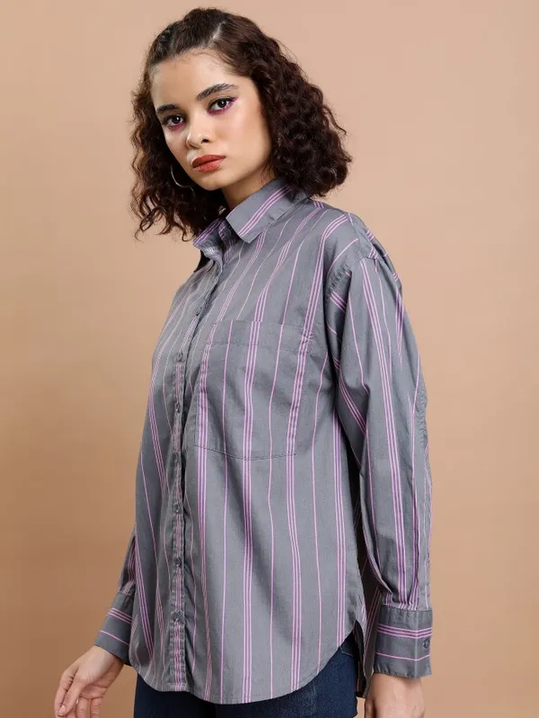 Women Striped Oversized Fit Casual Shirt