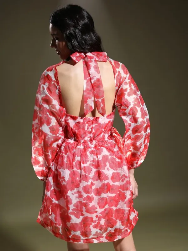 Tokyo Talkies Women Pink Printed Fit And Flare Dress