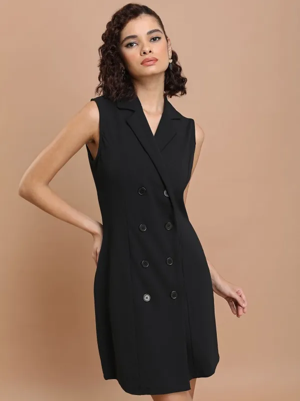  Tokyo Talkies Women Black Solid Blazer Dresses Dresses