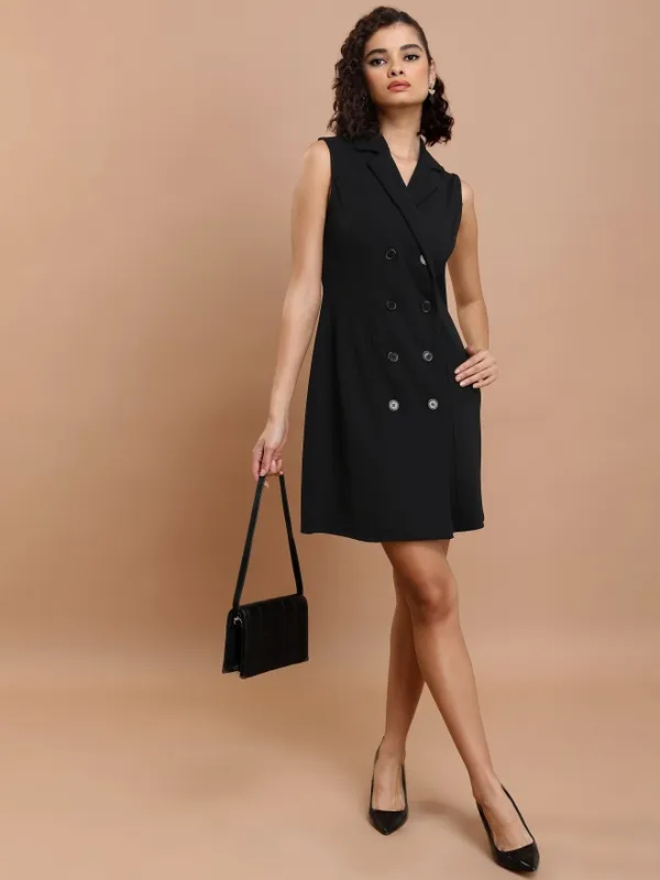  Tokyo Talkies Women Black Solid Blazer Dresses Dresses