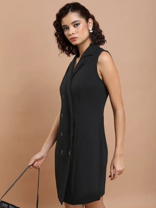  Tokyo Talkies Women Black Solid Blazer Dresses Dresses