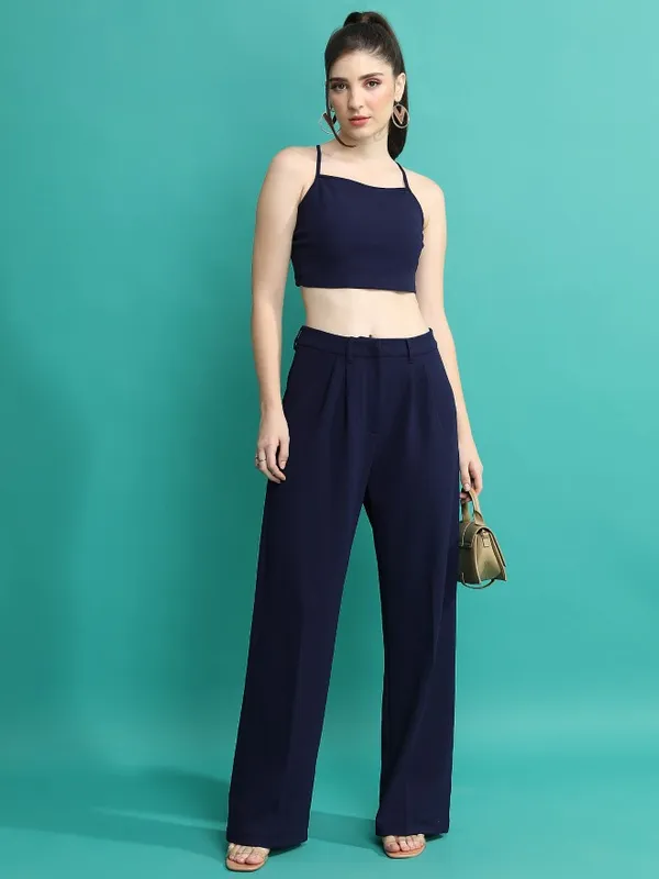 Tokyo Talkies Women Navy Blue Top With Trouser