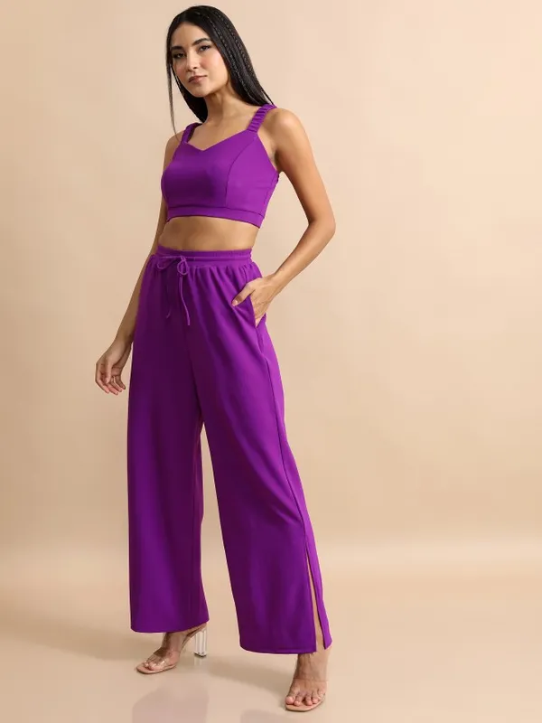 Tokyo Talkies Women Purple Shirt With Trouser