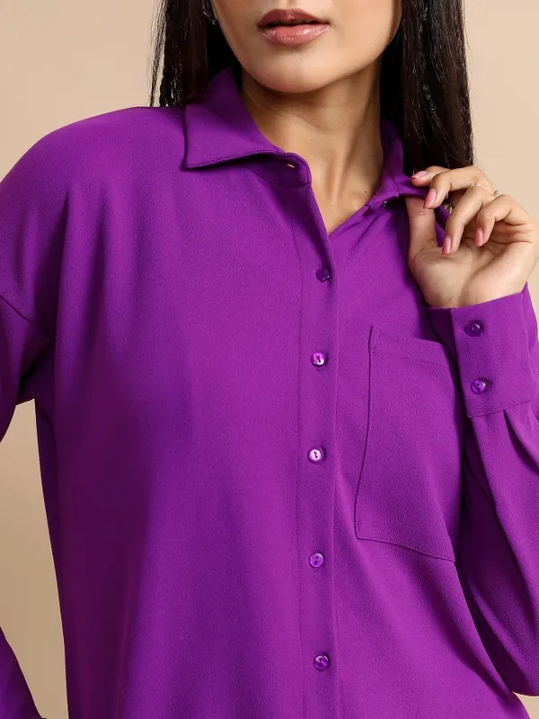 Tokyo Talkies Women Purple Shirt With Trouser