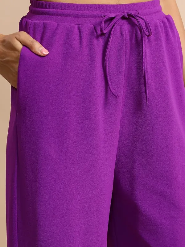 Tokyo Talkies Women Purple Shirt With Trouser