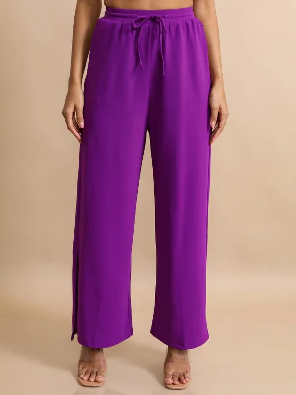 Tokyo Talkies Women Purple Shirt With Trouser