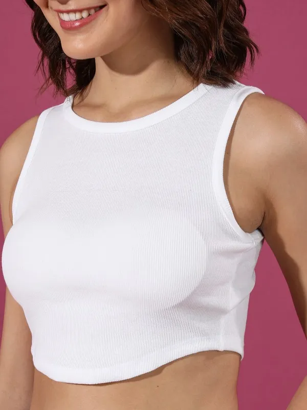  Ketch Women White Solid Tank Tops