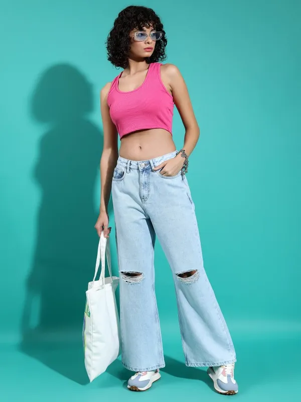 Tokyo Talkies Women Pink Solid Tube Top