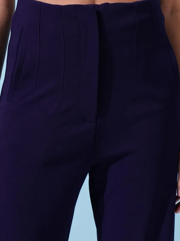 Solid Straight Fit Casual Trousers