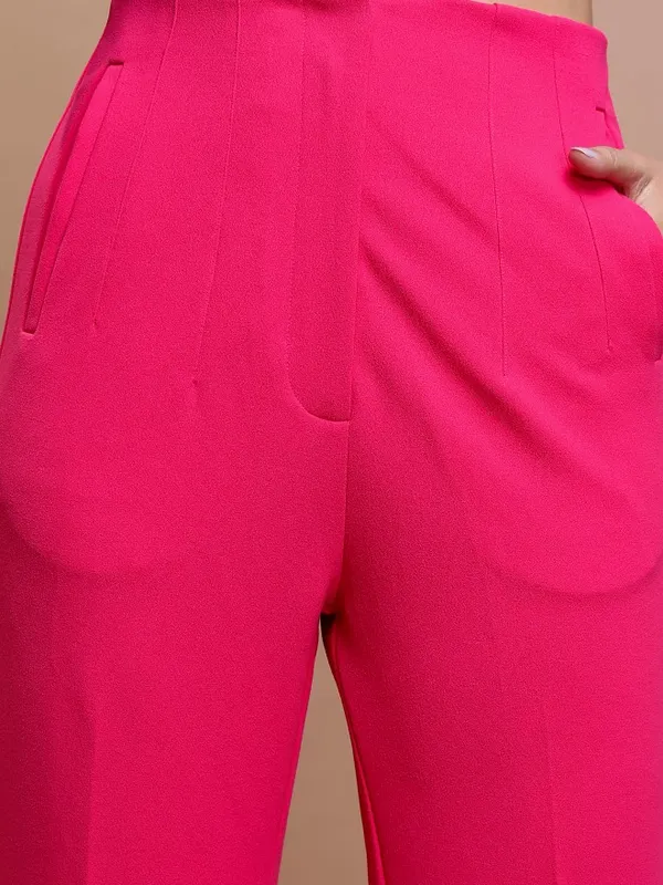  Tokyo Talkies Women Pink Solid Regular Fit Casual Trousers