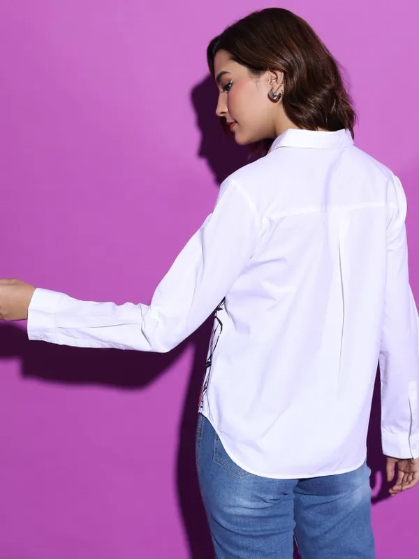  Tokyo Talkies Women White Printed Casual Shirts