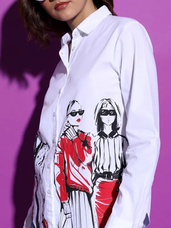  Tokyo Talkies Women White Printed Casual Shirts