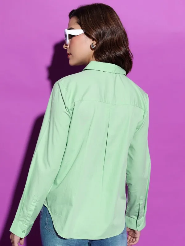  Tokyo Talkies Women Green Printed Casual Shirts