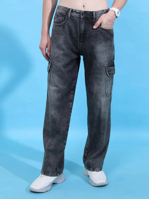  Highlander Men Grey Relaxed Fit Clean Look Jeans