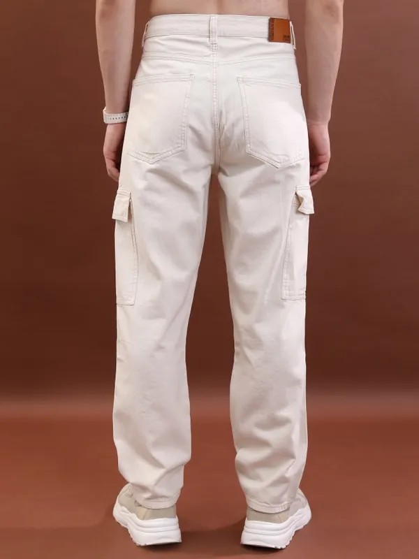  Highlander Men Cream Relaxed Fit Clean Look Jeans