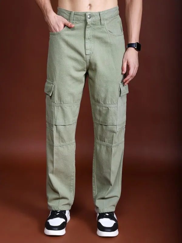  Highlander Men Olive Relaxed Fit Clean Look Jeans