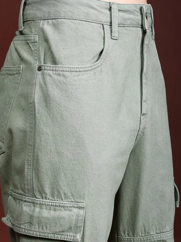  Highlander Men Olive Relaxed Fit Clean Look Jeans
