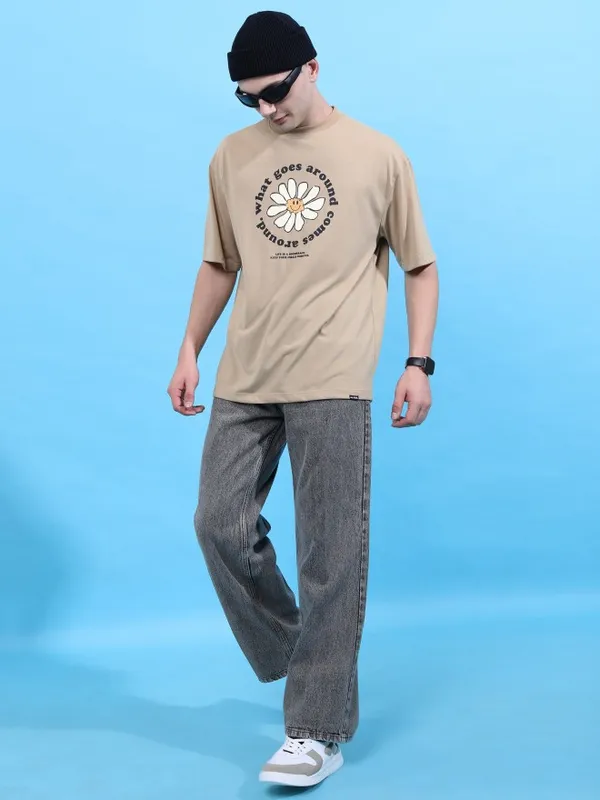  Highlander Men Grey Wide Leg Clean Look Jeans