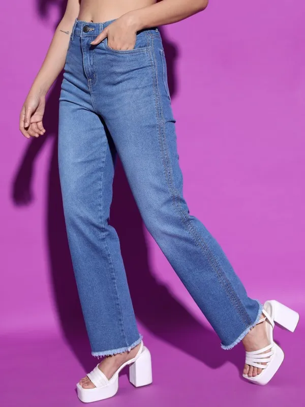  Tokyo Talkies Women Blue Straight Fit Clean Look Jeans