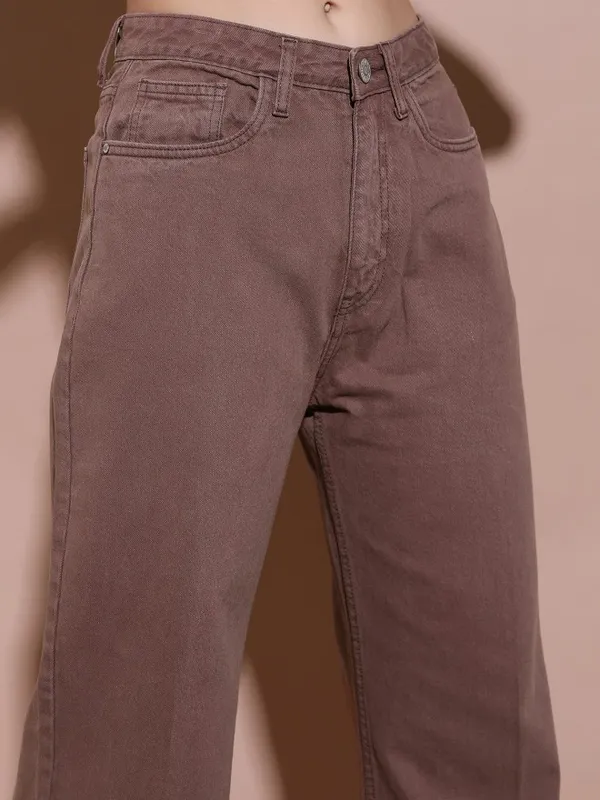  Tokyo Talkies Women Brown Wide Leg Clean Look Jeans