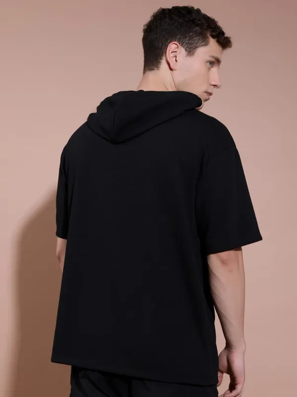 Men Solid Hood T-Shirt