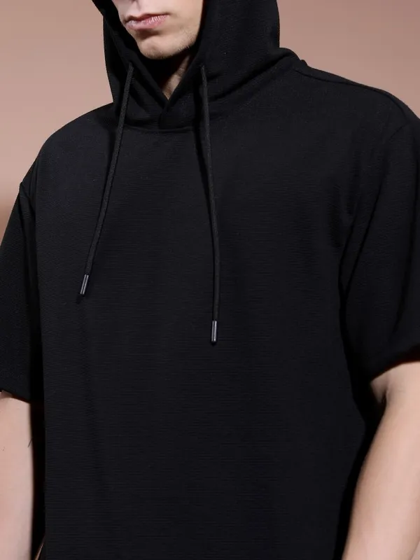 Men Solid Hood T-Shirt