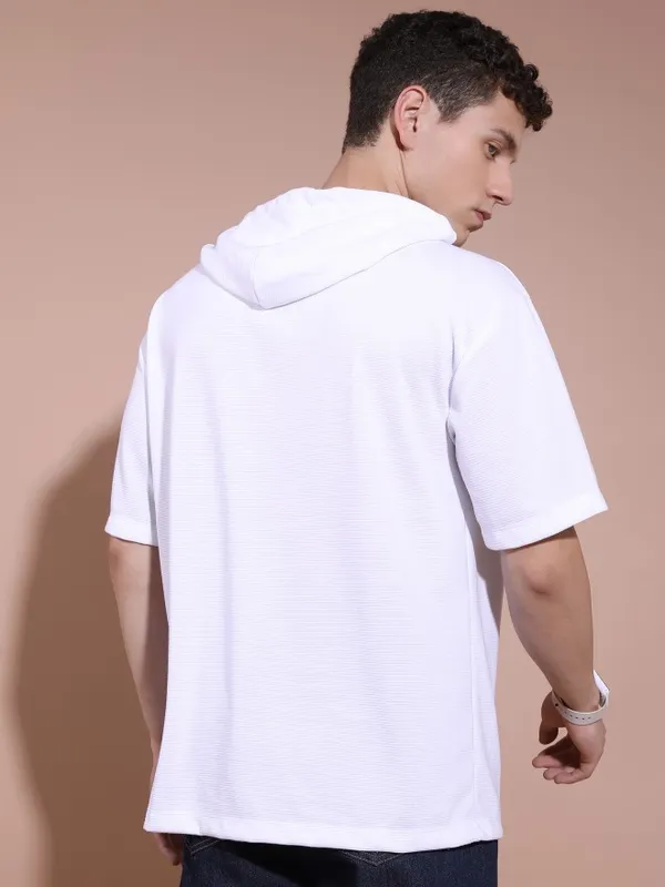 Men Solid Hood T-Shirt