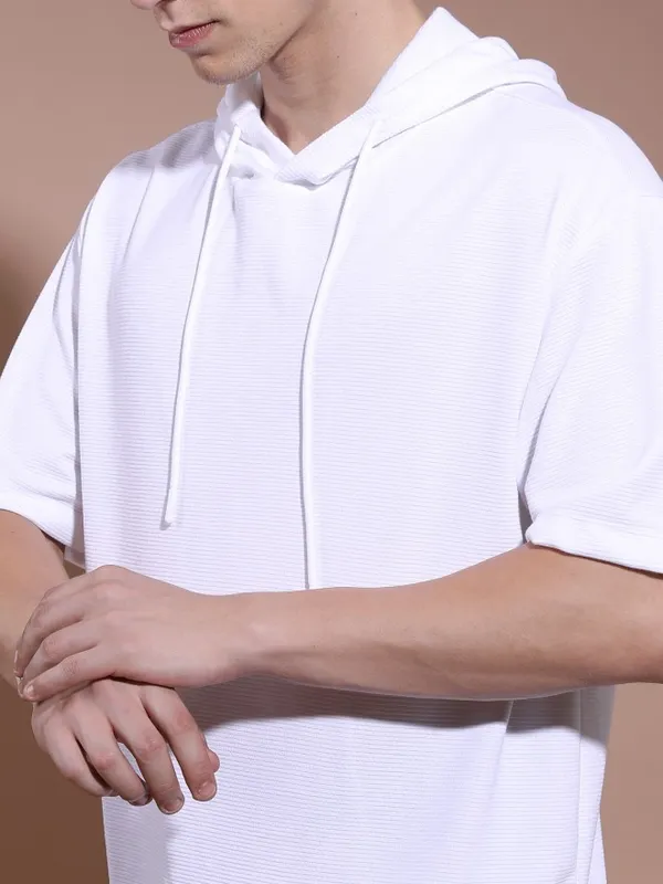 Men Solid Hood T-Shirt
