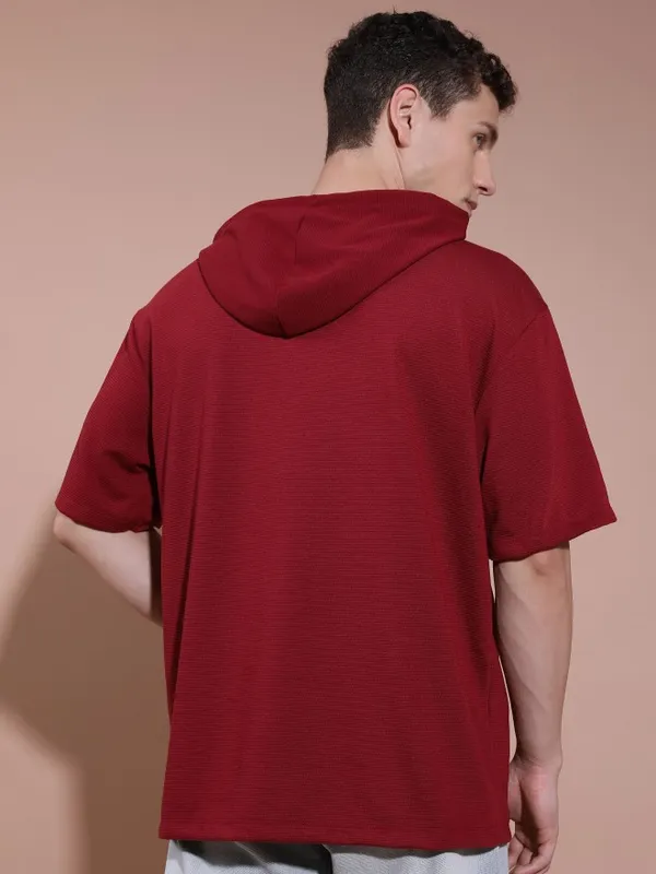 Men Solid Hood T-Shirt