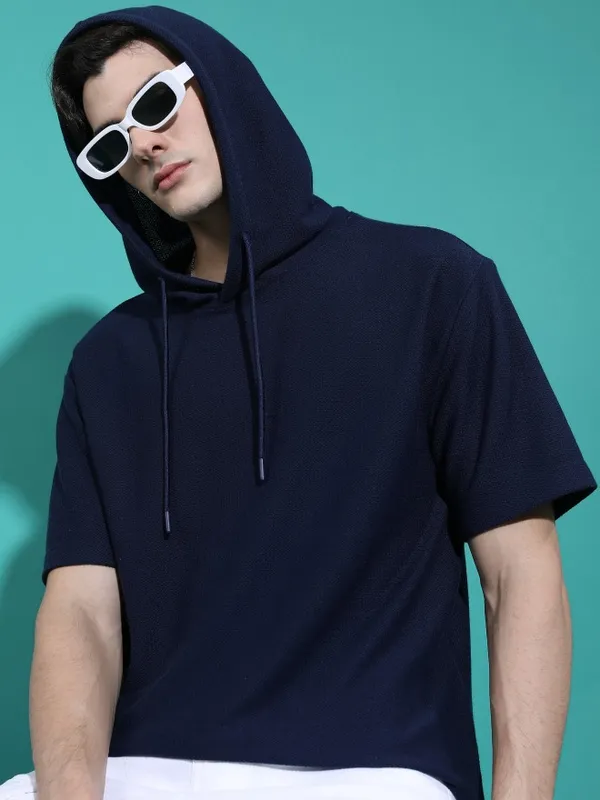 Men Hood Solid T-Shirt