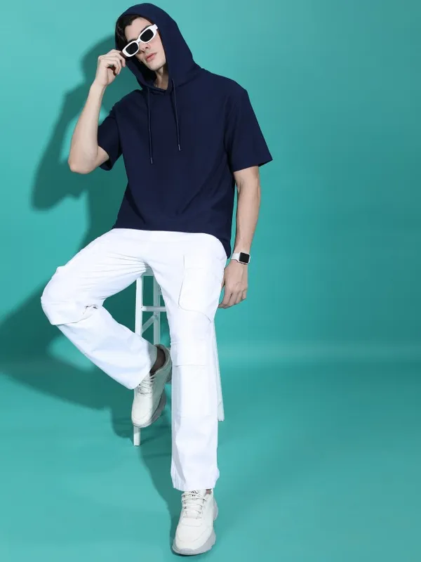 Men Hood Solid T-Shirt