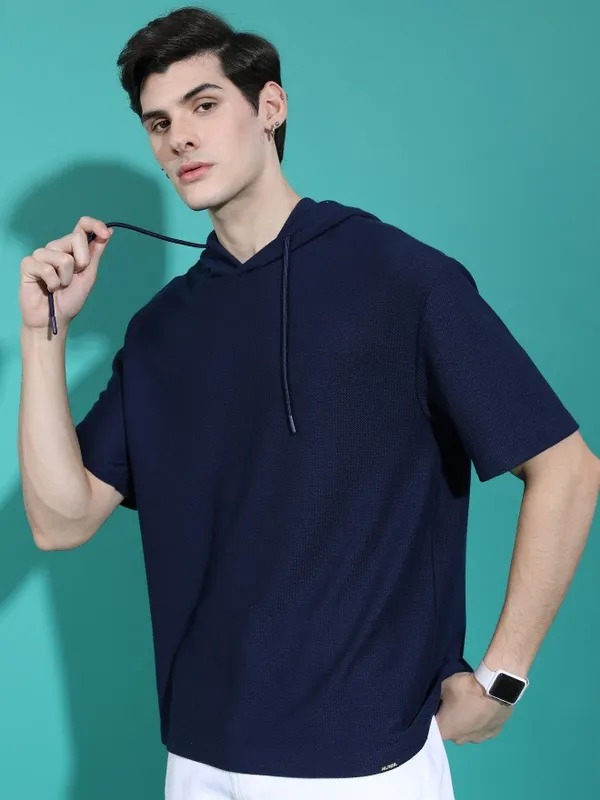 Men Hood Solid T-Shirt