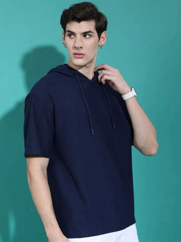 Men Hood Solid T-Shirt