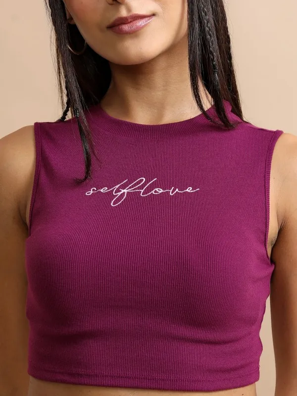  Ketch Women Purple Self Design Fitted Tops