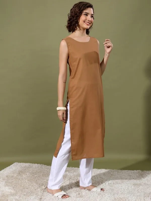 Vishudh Women Brown Solid Kurta Sets