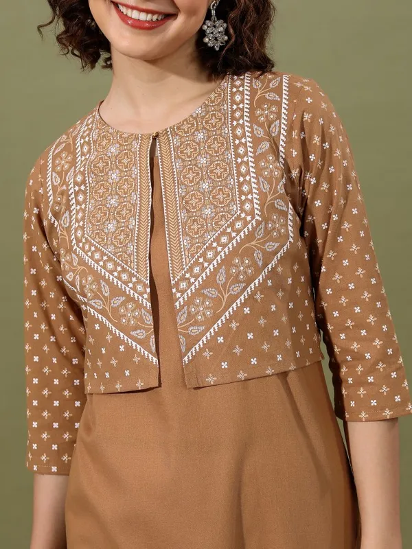  Vishudh Women Brown Solid Kurta Sets