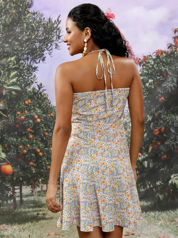 Printed Fit and Flare Dress