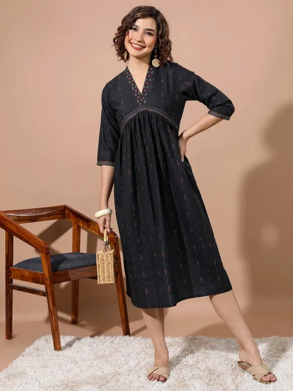 Printed A-Line Dress