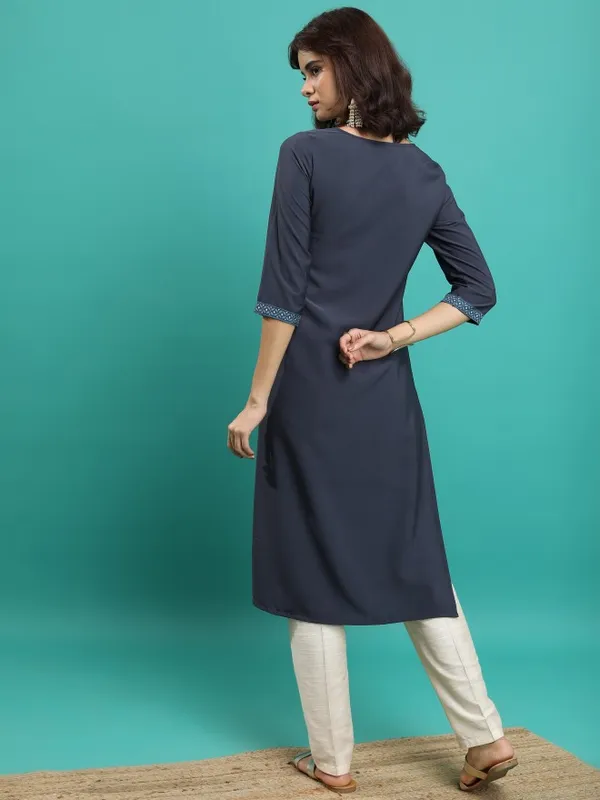  Vishudh  Women Blue Printed Straight Kurtas
