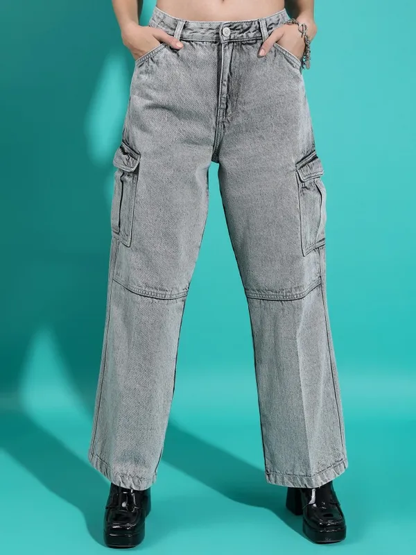  Tokyo Talkies Women Grey Regular Fit Clean Look Jeans