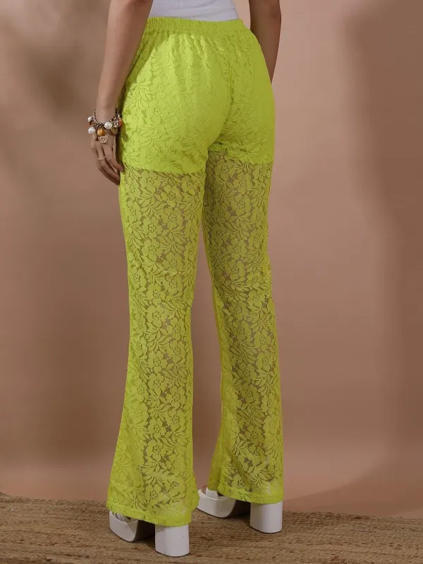 Self Design Flared Casual Trousers