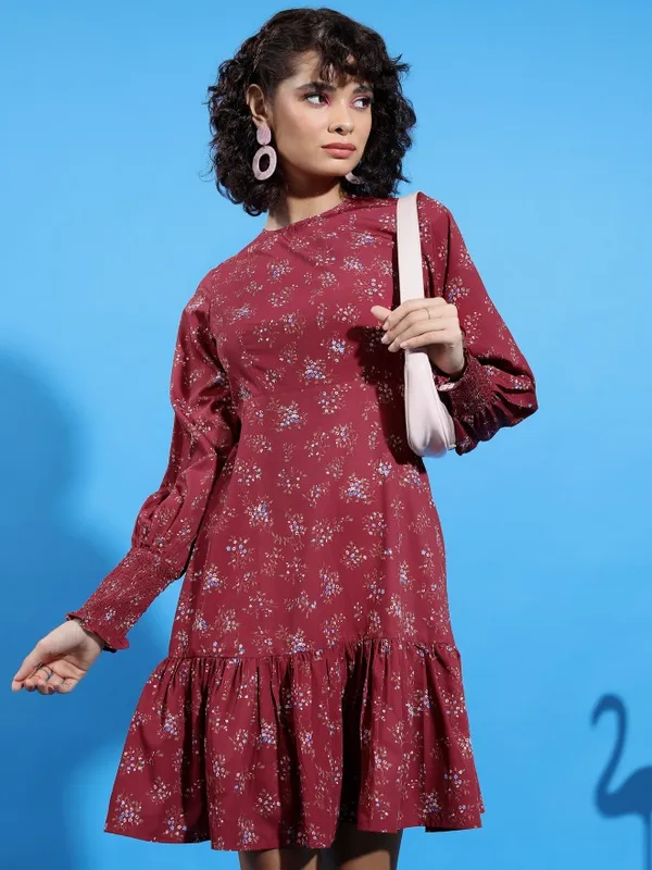 Printed Drop-Waist Dress