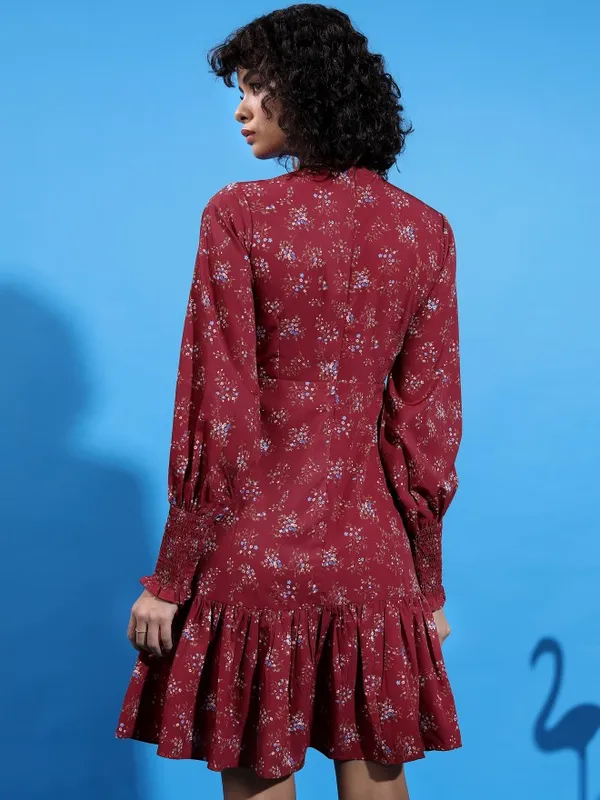 Printed Drop-Waist Dress