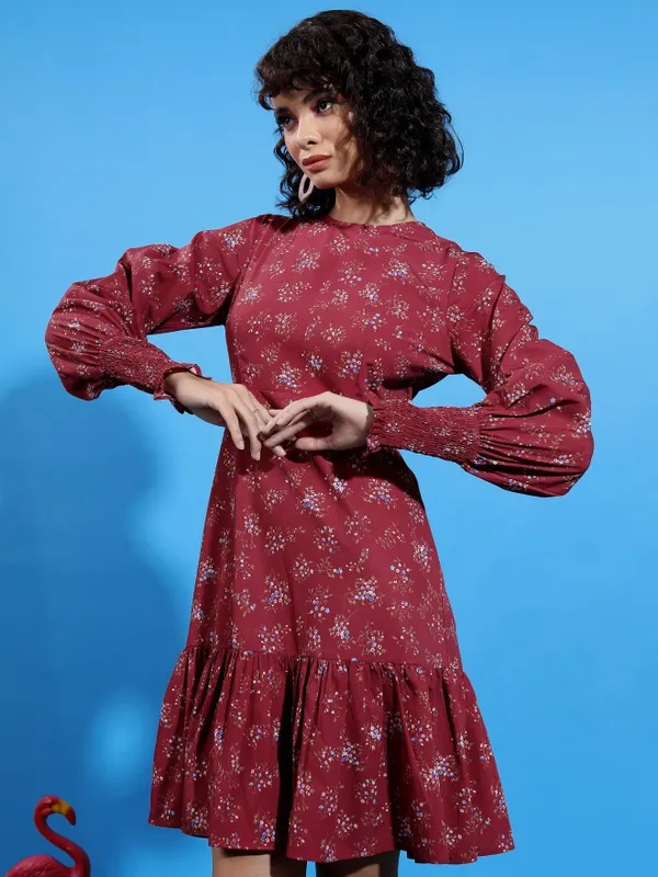 Printed Drop-Waist Dress