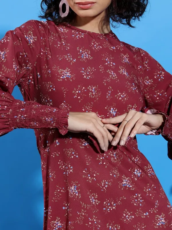 Printed Drop-Waist Dress