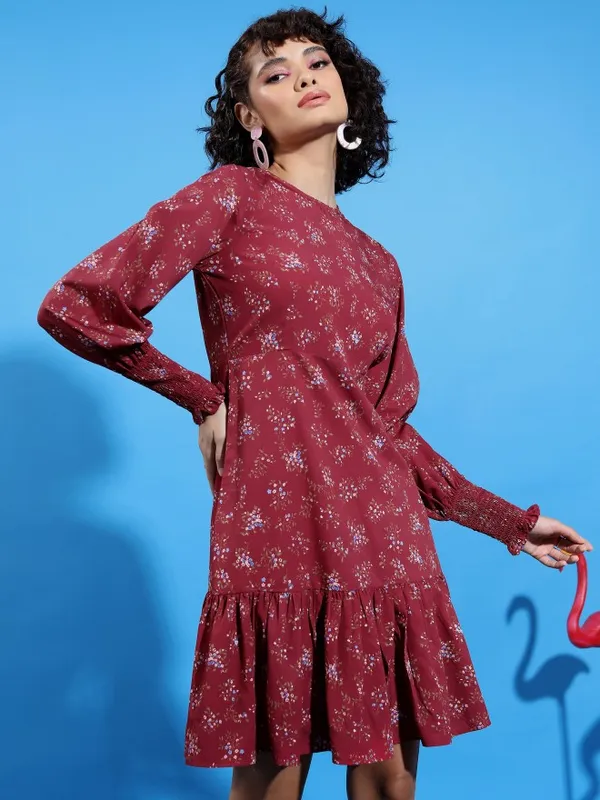 Printed Drop-Waist Dress